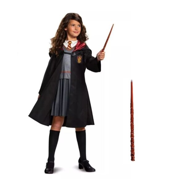 *Harry Potter Hermione Halloween Costume 4/6 Robe-Attached Dress & Light Up Wand